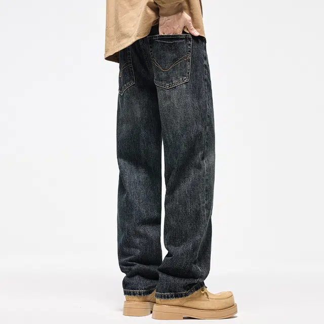 【dme】 时尚简约无弹宽松舒适百搭直筒牛仔裤 男女同款