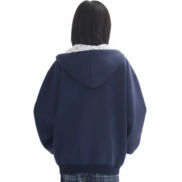 【dme】 时尚日常通勤百搭碎花拼接设计休闲开衫美式潮流宽松舒适连帽卫衣 男女同款