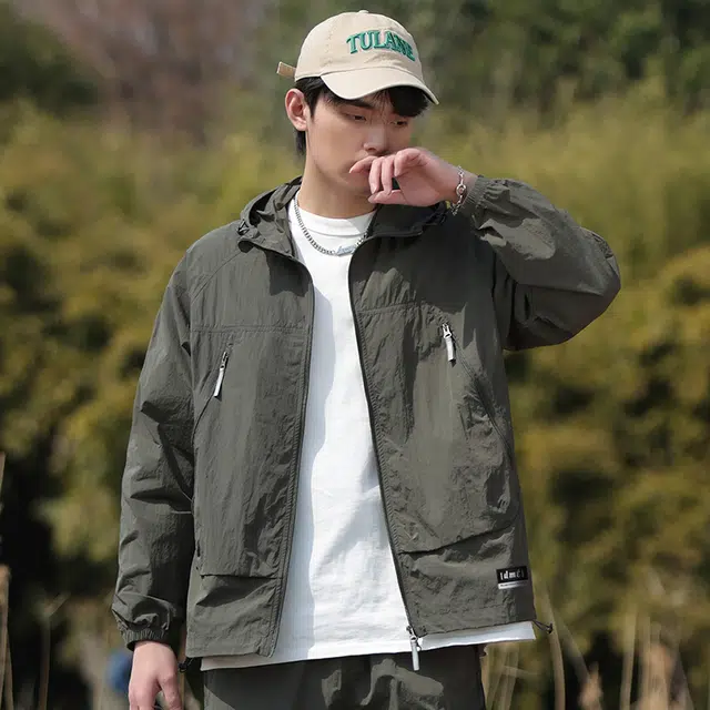 【dme】 美式潮流个性机能风登山跑步健身简约户外纯色凉感连帽轻薄通勤无性别主义外套防晒服 男女同款