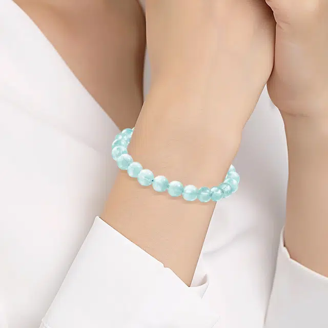 周纪福 海盐沉着冷静学业进步玄学转运#好运天然 蓝水晶 手串 男女同款情侣款