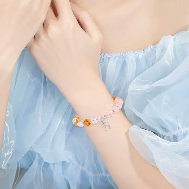 周纪福 平安喜乐 招桃花纯净招财进宝黄塔晶石 黄水晶 手串 女款