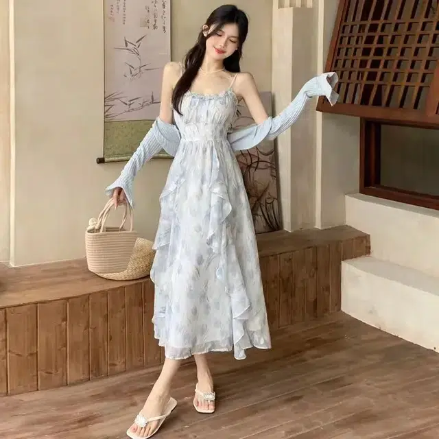 依钗 法式浪漫碎花设计感上衣与裙装套装 女款