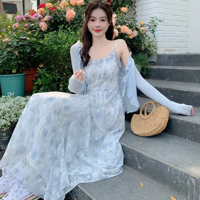 依钗 法式浪漫碎花设计感上衣与裙装套装 女款