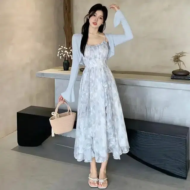 依钗 法式浪漫碎花设计感上衣与裙装套装 女款