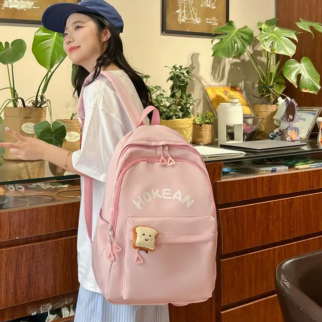 雅鹿 可爱纯色高颜值 尼龙 双肩包 男女同款情侣款 白色/黑色/粉红色/黄色