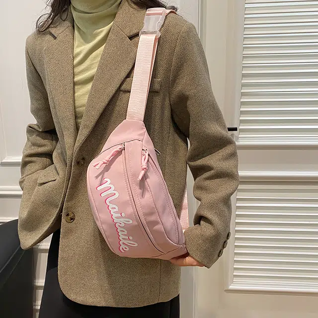 雅鹿 高级感时尚运动休闲 尼龙 胸包斜挎腰包 男女同款情侣款 白色/黑色/红色/粉色