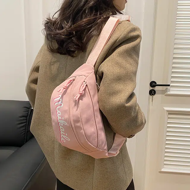 雅鹿 高级感时尚运动休闲 尼龙 胸包斜挎腰包 男女同款情侣款 白色/黑色/红色/粉色