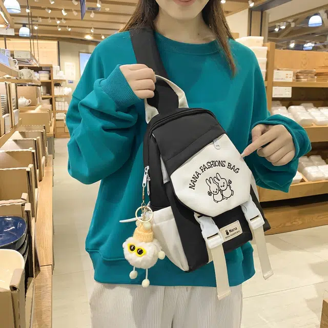 雅鹿 撞色休闲斜背骑行背包平板胸前挎包 尼龙 单肩包胸包 男女同款情侣款 多色