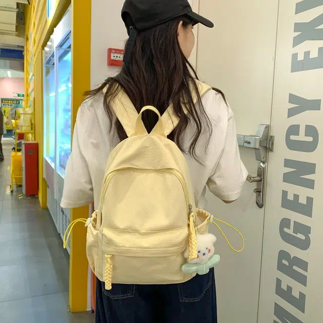 雅鹿 韩系简约纯色 尼龙 书包背包双肩包 女款 多色