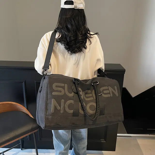 雅鹿 时尚简约复古 尼龙 旅行包 男女同款情侣款 黑色/军绿色