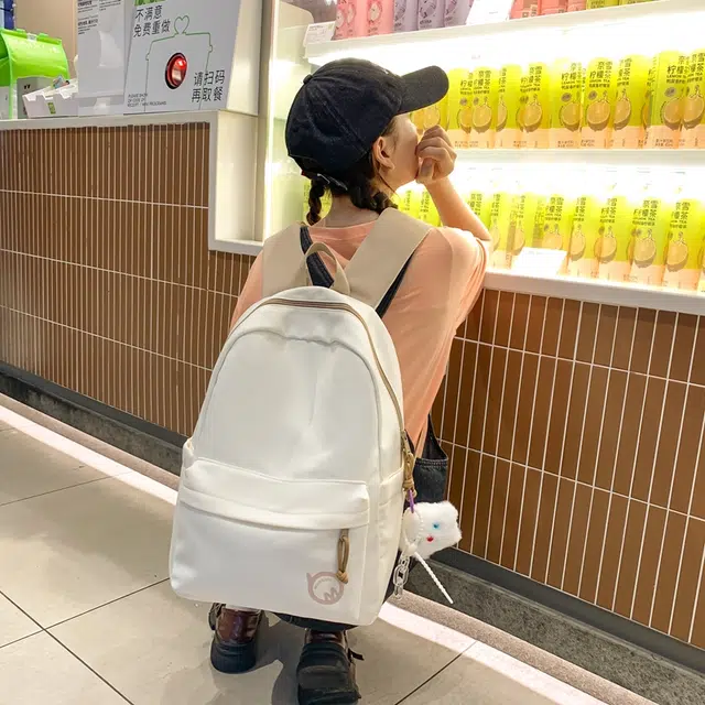 雅鹿 小众小清新撞色学院风 尼龙布 双肩包 男女同款情侣款 黄色/蓝色/黑色/白色