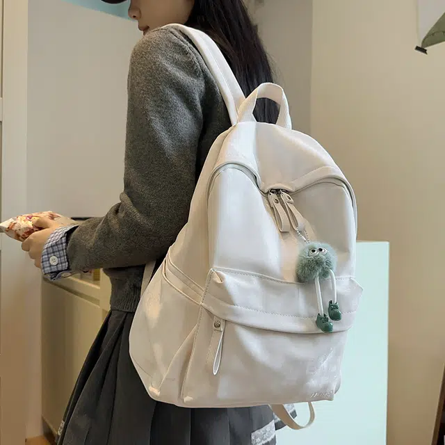 雅鹿 时尚简约 尼龙 双肩包 男女同款情侣款 白色/银色/黑色/粉红色/浅蓝色