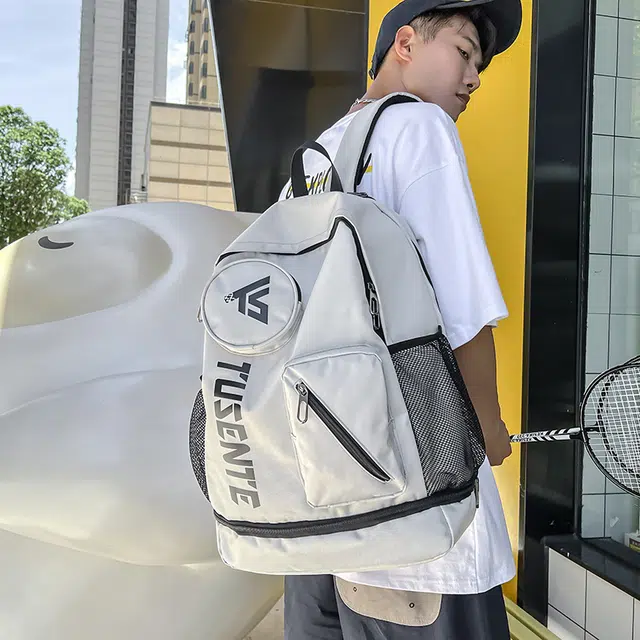 雅鹿 时尚简约高颜值潮牌旅行高中生书包大学生大容量运动羽毛球包 尼龙 背包双肩包 常规 男女同款情侣款 浅灰色/深灰色/黑色/红色