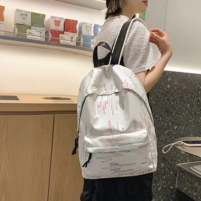 雅鹿 高颜值可爱书包高中生大容量通勤 尼龙 双肩包 女款 波浪白/波浪粉/波浪紫/波浪黑/蝴蝶黑