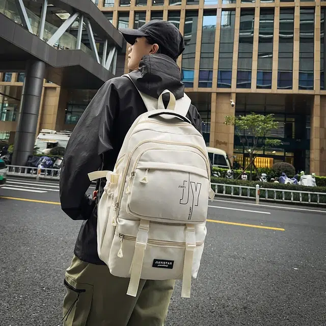 雅鹿 百搭时尚潮流 尼龙 双肩包 男女同款情侣款 白色/灰色/黑色/卡其色/蓝色