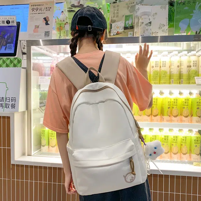 雅鹿 小众小清新撞色学院风 尼龙布 双肩包 男女同款情侣款 黄色/蓝色/黑色/白色