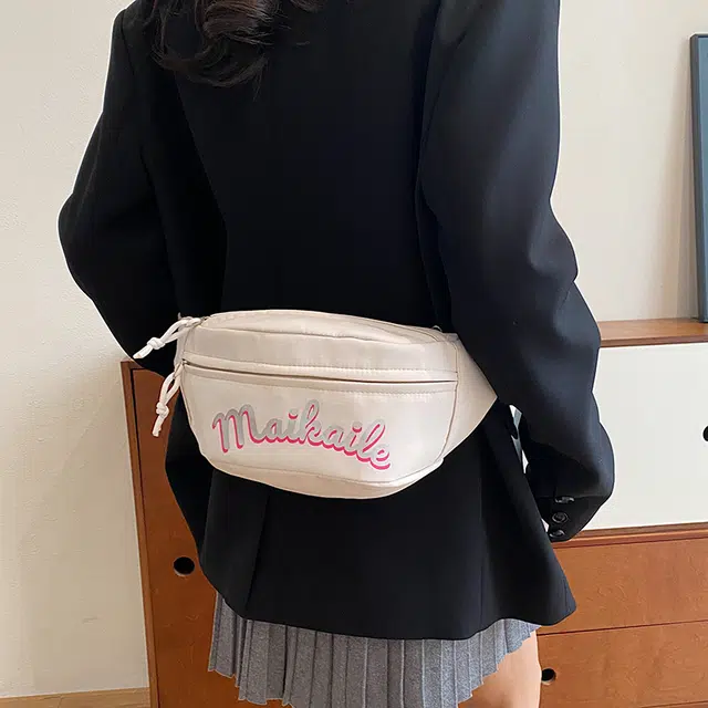 雅鹿 高级感时尚运动休闲 尼龙 胸包斜挎腰包 男女同款情侣款 白色/黑色/红色/粉色