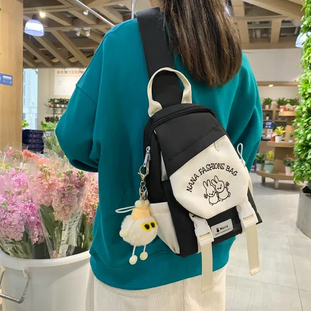 雅鹿 撞色休闲斜背骑行背包平板胸前挎包 尼龙 单肩包胸包 男女同款情侣款 多色