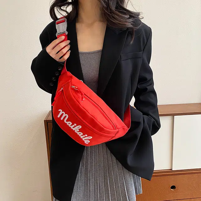 雅鹿 高级感时尚运动休闲 尼龙 胸包斜挎腰包 男女同款情侣款 白色/黑色/红色/粉色