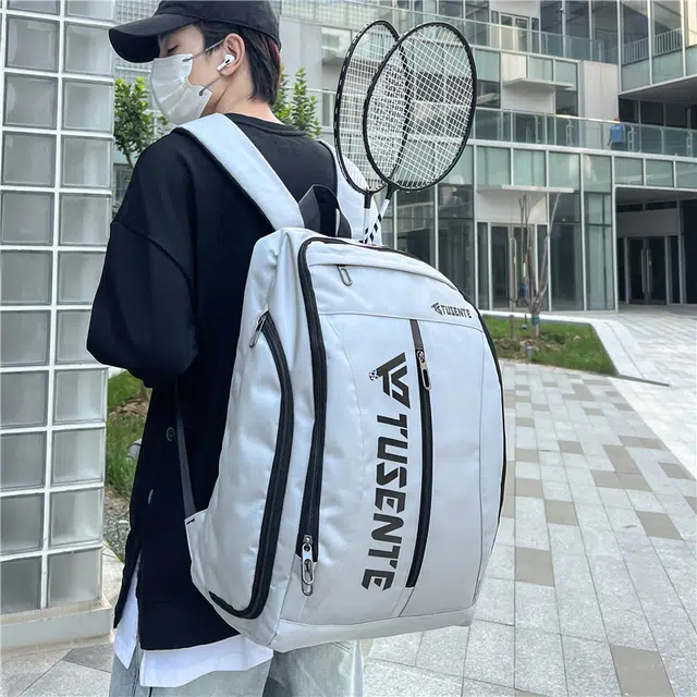 雅鹿 大学生时尚简约羽毛球拍包高颜值装备网球包高中生大容量 尼龙 双肩包背包 常规 男女同款情侣款 浅灰色/深灰色/黑色/红色