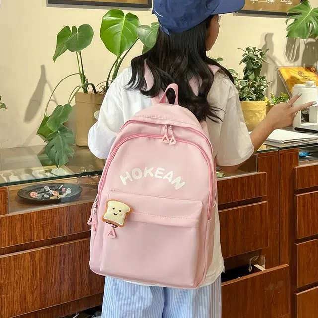 雅鹿 可爱纯色高颜值 尼龙 双肩包 男女同款情侣款 白色/黑色/粉红色/黄色
