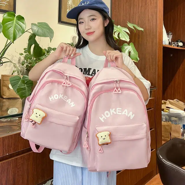 雅鹿 可爱纯色高颜值 尼龙 双肩包 男女同款情侣款 白色/黑色/粉红色/黄色