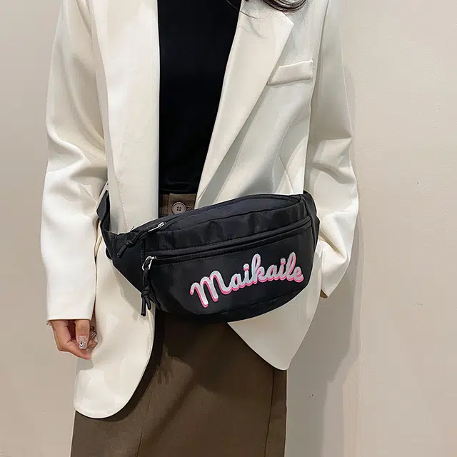 雅鹿 高级感时尚运动休闲 尼龙 胸包斜挎腰包 男女同款情侣款 白色/黑色/红色/粉色