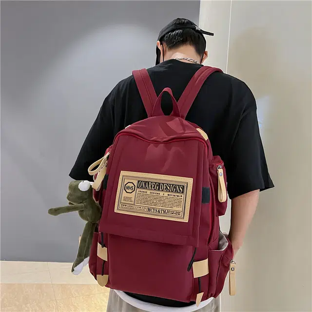 雅鹿 简约时尚潮流潮牌大容量 尼龙 双肩包 男女同款情侣款 红色/蓝色/黑色/灰色