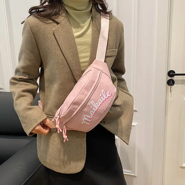 雅鹿 高级感时尚运动休闲 尼龙 胸包斜挎腰包 男女同款情侣款 白色/黑色/红色/粉色