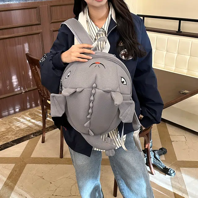 雅鹿 创意个性潮恐龙怪兽搞怪丑萌 尼龙 双肩包 大号 男女同款情侣款 多色