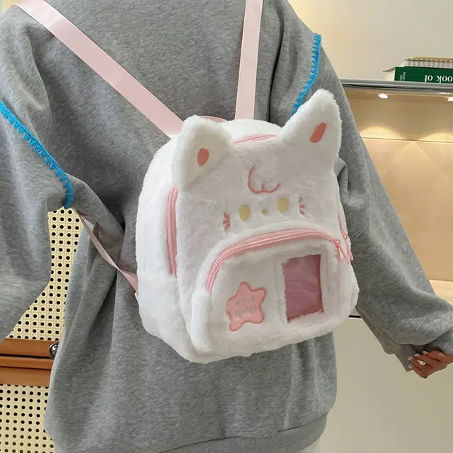 雅鹿 可爱卡通百搭创意高颜值 尼龙 双肩包 女款 紫色/蓝色/粉色