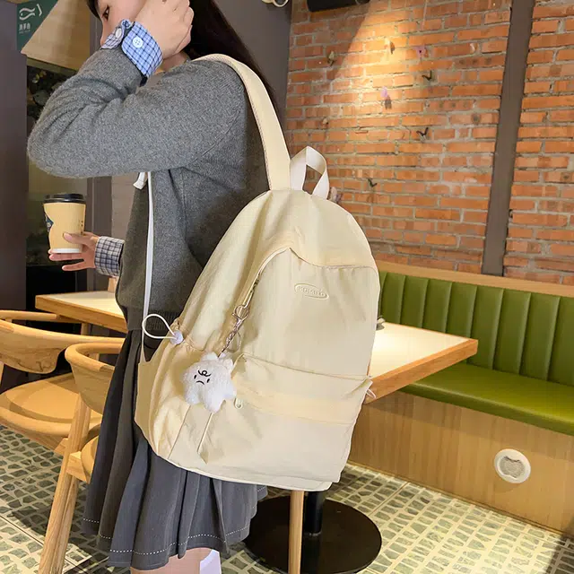 雅鹿 轻便简约纯色休闲百搭大学生上课包书包郊游风中学生 尼龙 双肩包背包 常规 男女同款情侣款 蓝色/黄色/红色/粉色/黑色