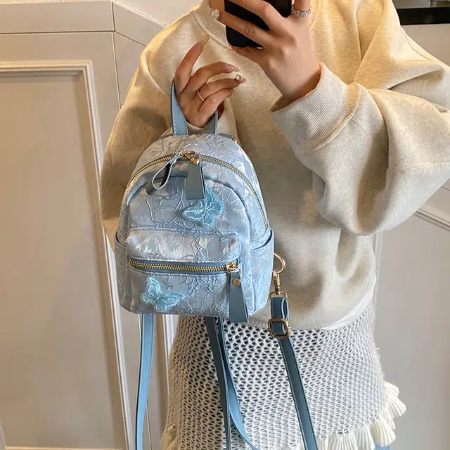 雅鹿 蝴蝶刺绣可爱新中式国风高级感潮流百搭 尼龙 背包双肩包 女款 多色