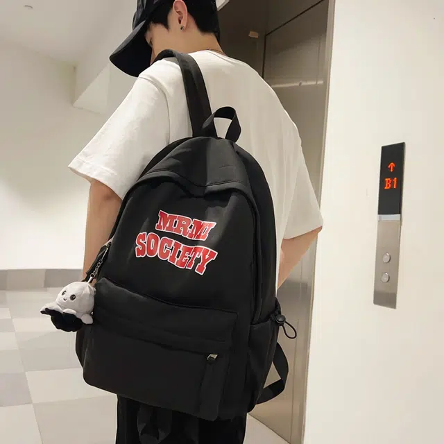 雅鹿 美式复古字母简约大容量日系旅行 尼龙 双肩包 男女同款情侣款 多色