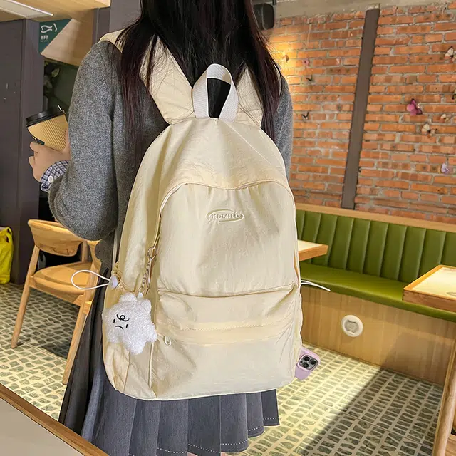 雅鹿 轻便简约纯色休闲百搭大学生上课包书包郊游风中学生 尼龙 双肩包背包 常规 男女同款情侣款 蓝色/黄色/红色/粉色/黑色