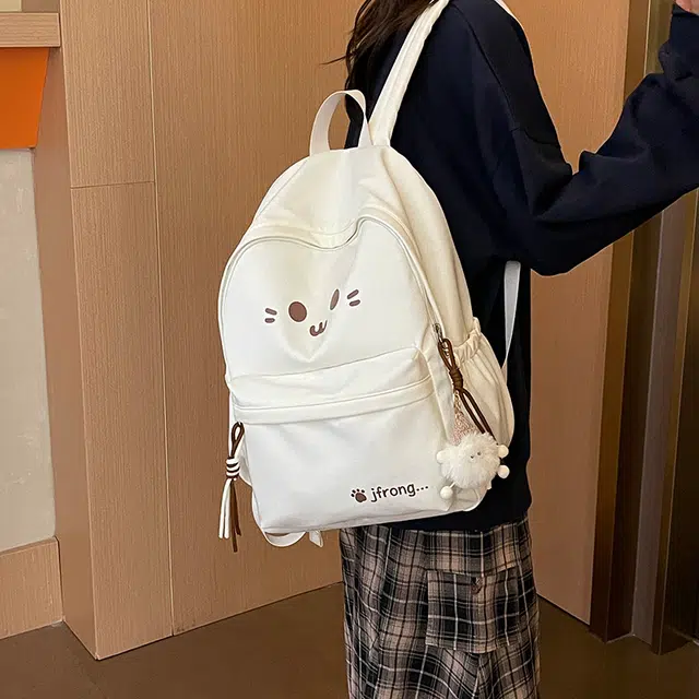 雅鹿 日系可爱通勤清新校园 尼龙布 双肩包 男女同款情侣款 粉色/白色/黑色/黄色/蓝色