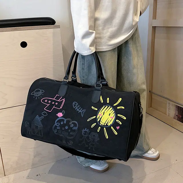 雅鹿 短途旅行包大容量通用手提登机包干湿分离收纳包行李袋 尼龙 单肩包斜挎包 男女同款情侣款 黑色/咖色/绿色