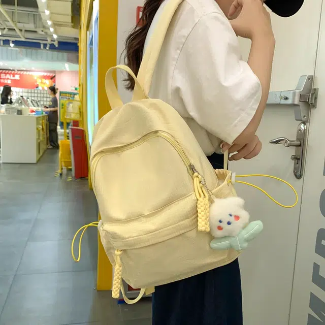 雅鹿 韩系简约纯色 尼龙 书包背包双肩包 女款 多色