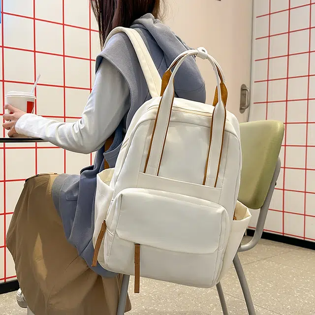 雅鹿 书包大学生简约百搭外出多用手提旅游轻便电脑 尼龙 双肩包背包 男女同款情侣款 白色/黑色/紫色/蓝色