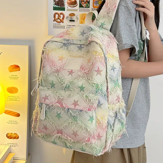 雅鹿 小众设计感渐变流苏韩版百搭 尼龙 双肩包 女款 多色
