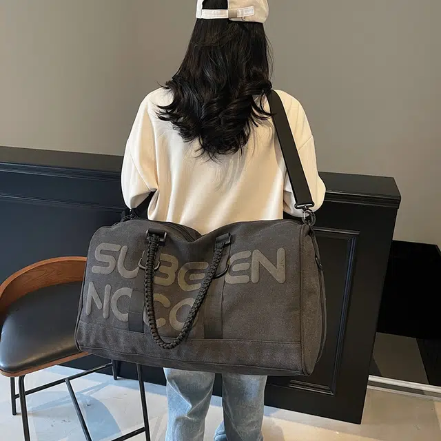 雅鹿 时尚简约复古 尼龙 旅行包 男女同款情侣款 黑色/军绿色