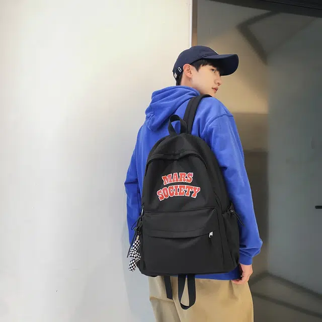 雅鹿 美式复古字母简约 尼龙 双肩包 男女同款情侣款 多色