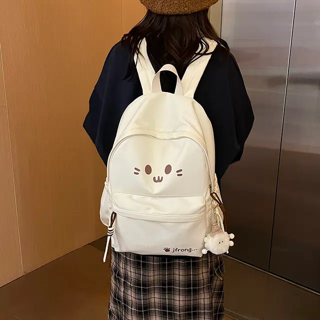 雅鹿 日系可爱通勤清新校园 尼龙布 双肩包 男女同款情侣款 粉色/白色/黑色/黄色/蓝色