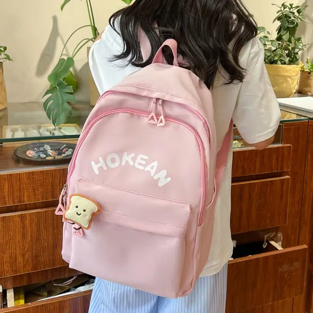 雅鹿 可爱纯色高颜值 尼龙 双肩包 男女同款情侣款 白色/黑色/粉红色/黄色