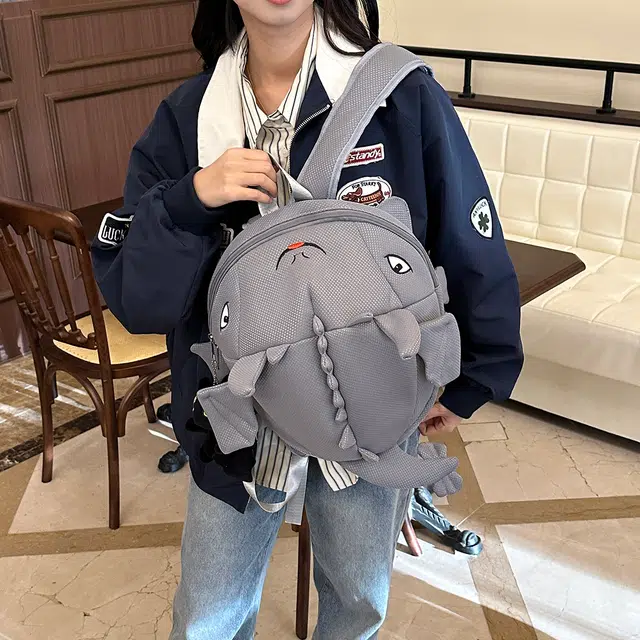 雅鹿 创意个性潮恐龙怪兽搞怪丑萌 尼龙 双肩包 大号 男女同款情侣款 多色