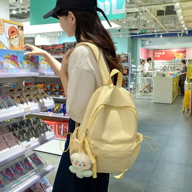 雅鹿 韩系简约纯色 尼龙 书包背包双肩包 女款 多色