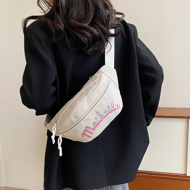 雅鹿 高级感时尚运动休闲 尼龙 胸包斜挎腰包 男女同款情侣款 白色/黑色/红色/粉色