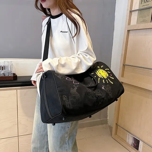 雅鹿 短途旅行包大容量通用手提登机包干湿分离收纳包行李袋 尼龙 单肩包斜挎包 男女同款情侣款 黑色/咖色/绿色