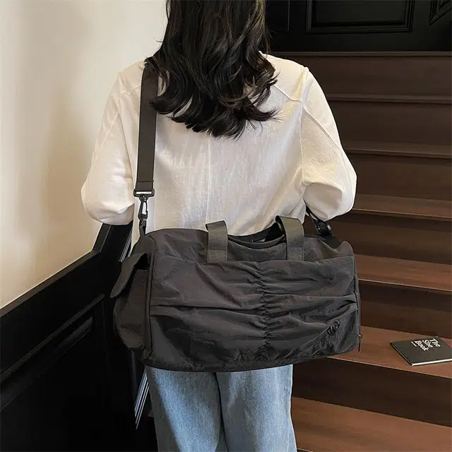雅鹿 手提外出轻便包运动健身包男短途收纳女行李包 尼龙 单肩包 常规 男女同款情侣款 橘色/黑色/紫色/蓝色/棕色