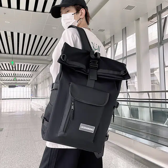 雅鹿 时尚旅游个性休闲学生骑行包旅行包 尼龙 双肩包背包 常规 男女同款情侣款 黑色/灰色